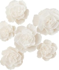Crepe Paper Flowers Wall Décor (White, Set of 6)